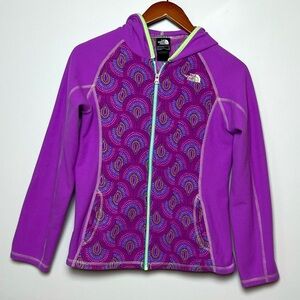The North Face Girls Printed Hooded Fleece Jacket Sz L